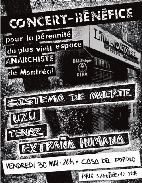 Concert bénéfice pour la pérennité du plus vieil espace anarchiste de Montréal