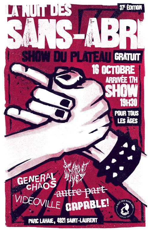 Show de la Nuit des sans-abris: General Chaos + Capable! + Autre Part + Scarlet Wives + Videoville