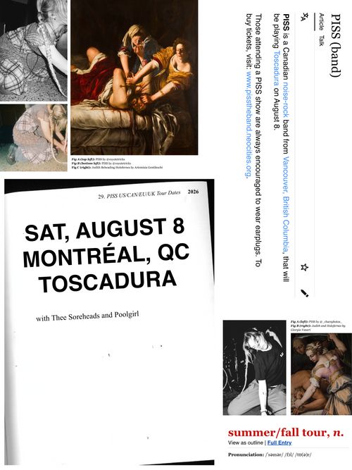 PISS + THEE SOREHEADS + POOLGIRL @ TOSCADURA