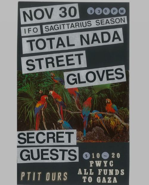 TOTAL NADA + STREET GLOVES + SPECIAL GUESTS (FIRST SHOW, NOT THE ACTUAL NAME) CORNER BIRTHDAY CELEBRATION AND FUNDRAISER