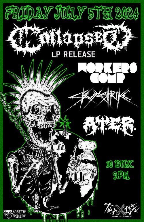 Collapsed's album release with Workers comp, Skumstrike and A.T.E.R.