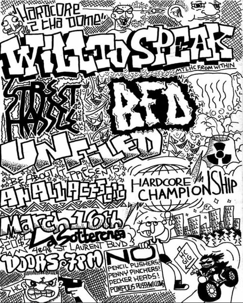 All Ages Hardcore: STREET HASSLE (Syracuse) + BFD (Niagara) + WILL TO SPEAK + UNFILED @ Sotterenea 