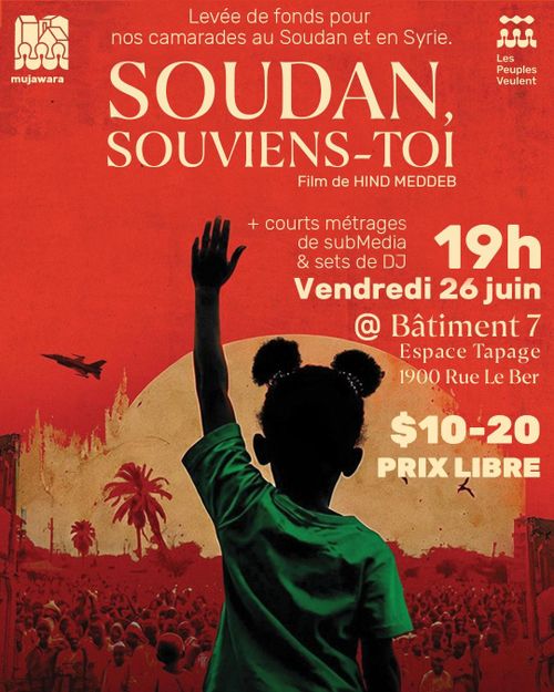 Projection de film, prix tirés au sort et sets de DJ | Levée de fonds pour nos camarades au Soudan et en Syrie