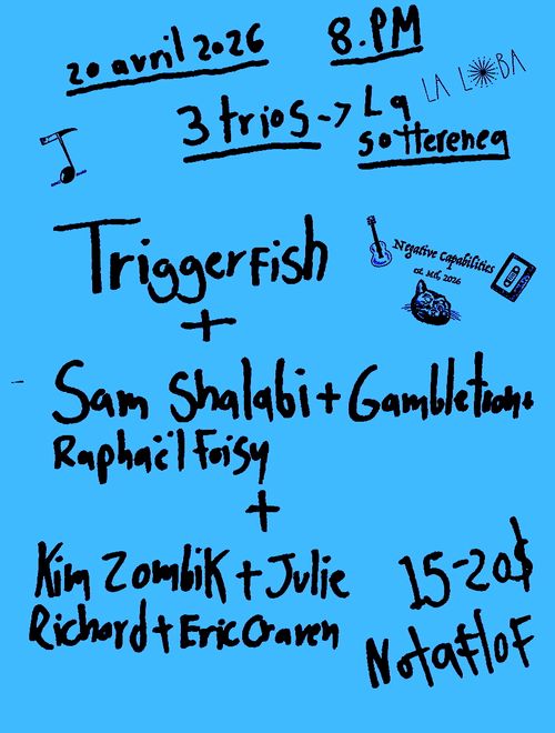 3 trios @ La Sott: Triggerfish / Shalabi+Gambletron+Foisy / Zombik+Richard+Craven