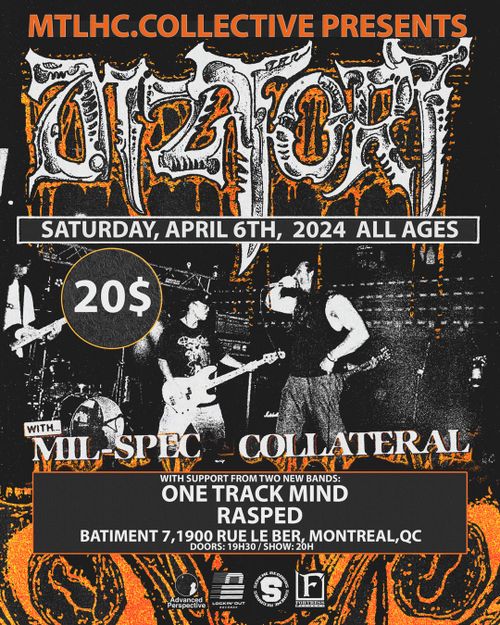 MTLHC Collective presents DIZTORT/MIL SPEC/COLLATERAL/ONE MIND TRACK/RASPED